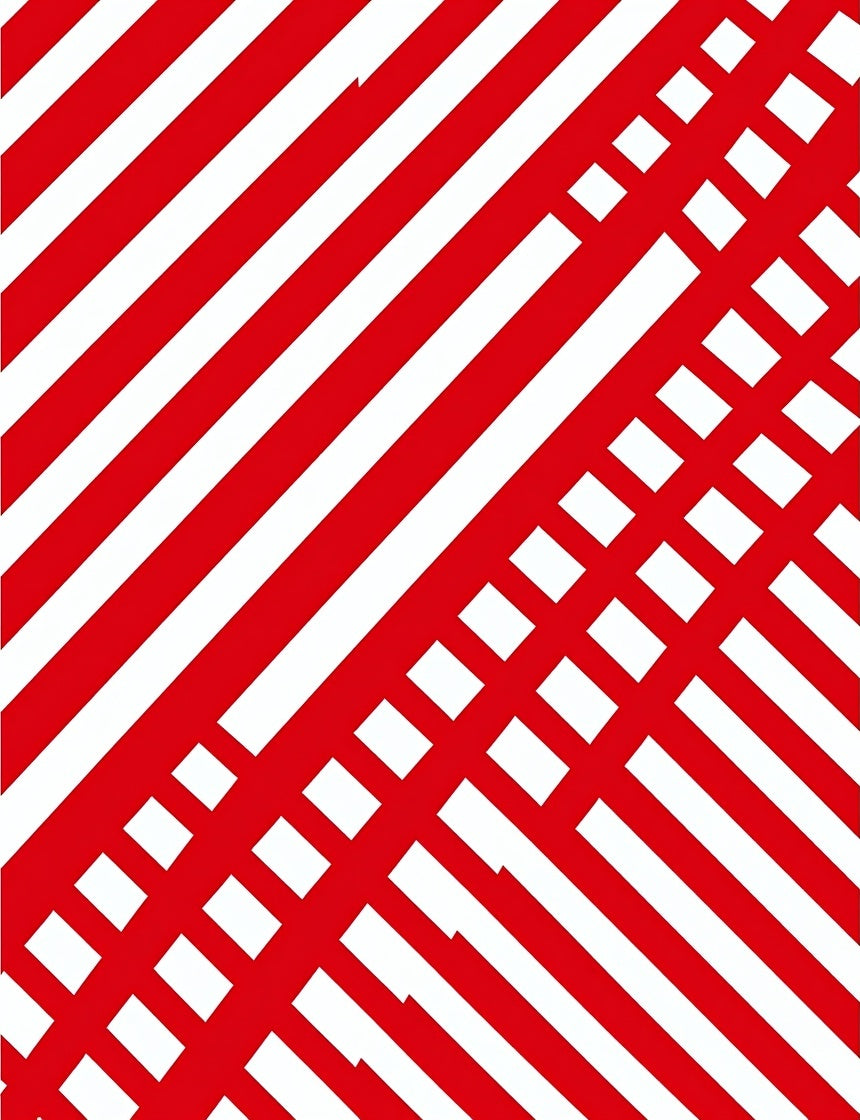 Bold Red White Diagonal Crossing Lines Rug