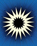 Radiant yellow starburst on blue lines Rug