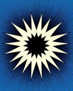 Radiant yellow starburst on blue lines Rug