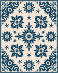 Navy Blue Floral Medallion Square Rug