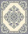 Cream Gray Elaborate Medallion Corner Rug