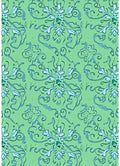 Light Green Blue Floral Swirl Rug