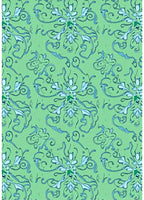 Light Green Blue Floral Swirl Rug