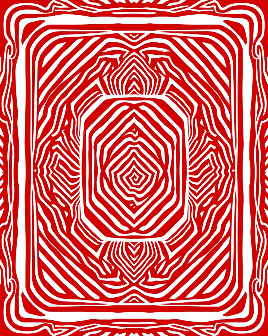 Bold Red Zebra Stripe Symmetry Rug