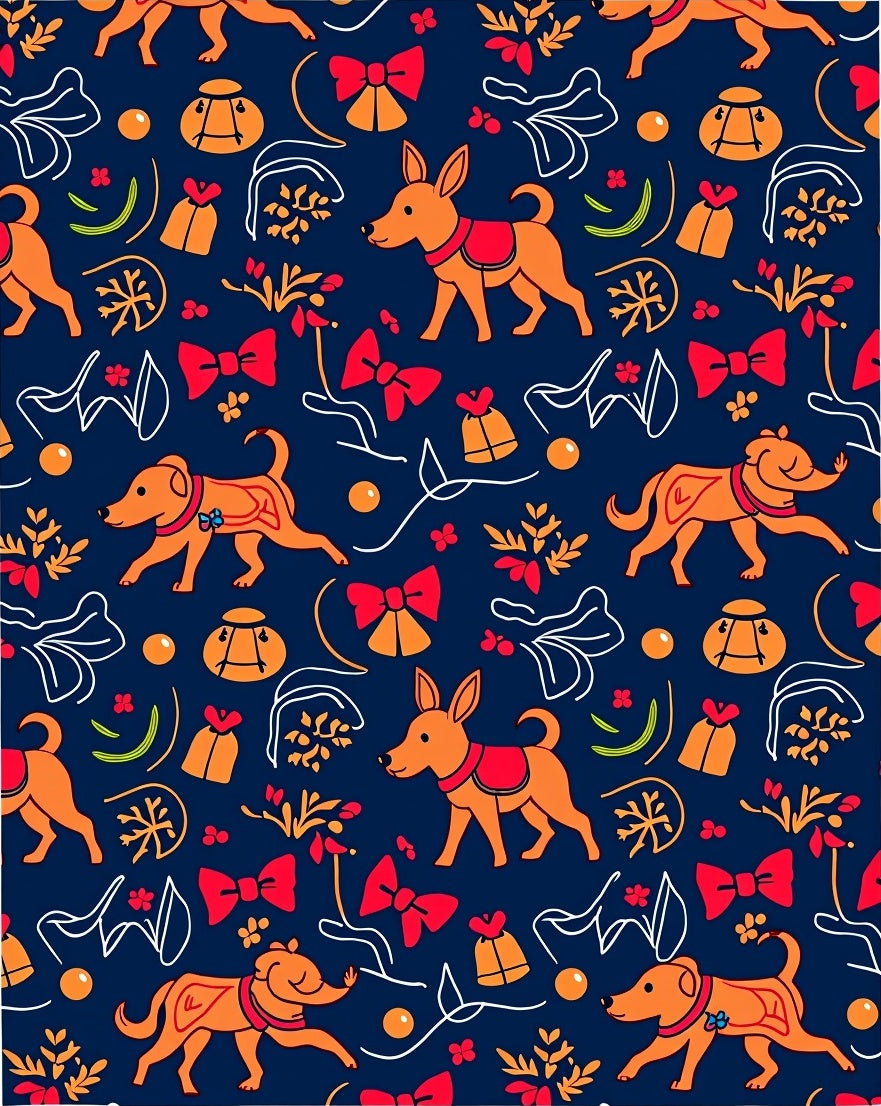 Playful Orange Dogs with Red Accents Rug