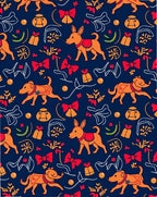 Playful Orange Dogs with Red Accents Rug