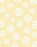 Pale Yellow White Snowflake Scatter Rug