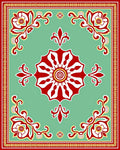 Red White Floral Medallion Mint Rug
