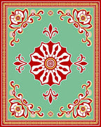 Red White Floral Medallion Mint Rug