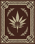 Rich Brown Botanical Frame Rug