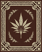 Rich Brown Botanical Frame Rug