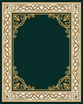 Deep Emerald Ornate Floral Border Rug