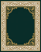 Deep Emerald Ornate Floral Border Rug