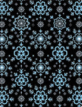 Winter Snowflake Blue Black Repeating Rug