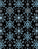 Winter Snowflake Blue Black Repeating Rug