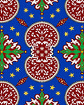 Vibrant Red Medallion Blue Star Scape Rug