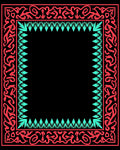 Coral Aqua Organic Border Square Rug