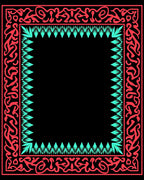 Coral Aqua Organic Border Square Rug
