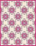 Fuchsia Floral Medallion Cream Rug