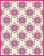 Fuchsia Floral Medallion Cream Rug