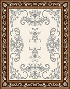 Brown Cream Elaborate Scrollwork Area Rug