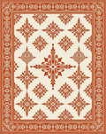 Terracotta Cream Floral Medallion Border Rug