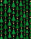 Green Christmas Trees Golden Stars Rug