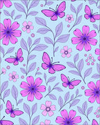 Purple Butterfly Floral Garden Rug