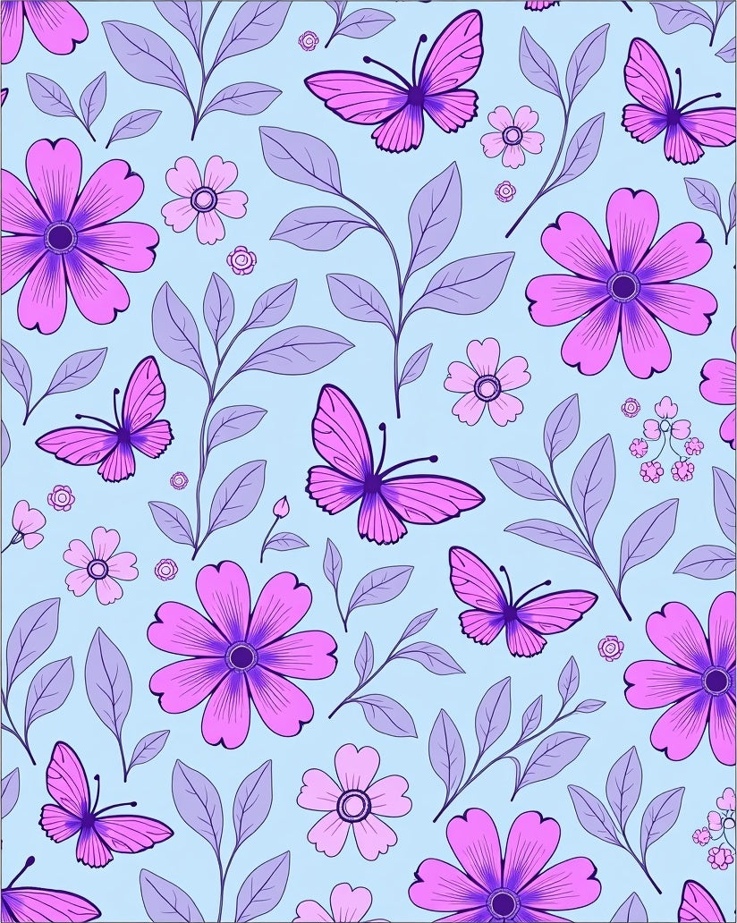 Purple Butterfly Floral Garden Rug