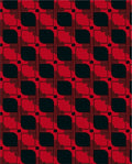 Bold Red Black Geometric Layered Rug
