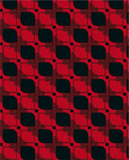 Bold Red Black Geometric Layered Rug