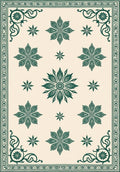 Elegant Emerald Floral Border Rug