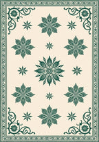 Elegant Emerald Floral Border Rug