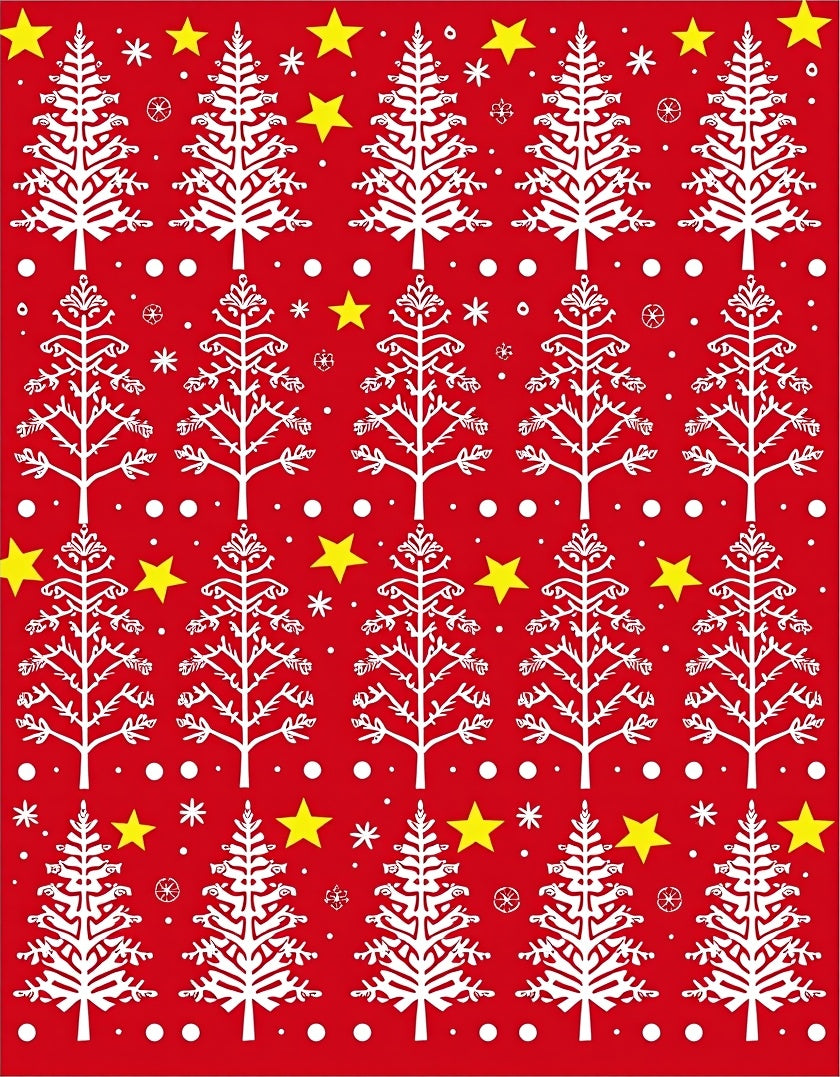 Crimson White Christmas Tree Starscape Rug