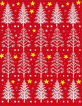Crimson White Christmas Tree Starscape Rug