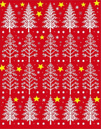 Crimson White Christmas Tree Starscape Rug
