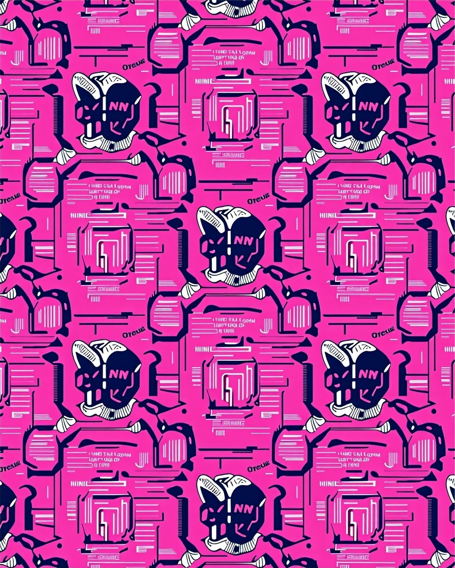 Cybernetic Pink Geometric Abstract Collage Rug