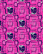 Cybernetic Pink Geometric Abstract Collage Rug
