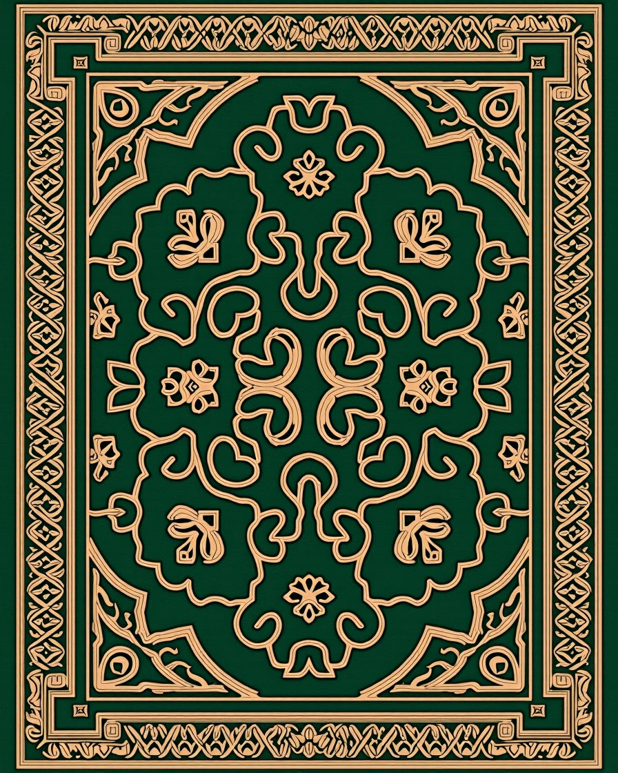 Emerald Green Ornate Floral Medallion Rug