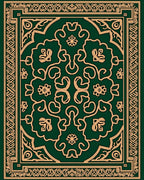 Emerald Green Ornate Floral Medallion Rug