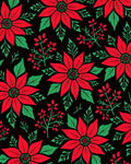 Bold Red Floral Branches Black Rug