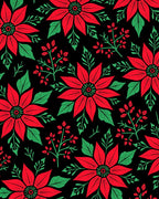 Bold Red Floral Branches Black Rug