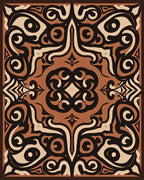 Bold Tawny Tribal Swirl Rug