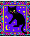 Black Cat Starry Night Border Rug