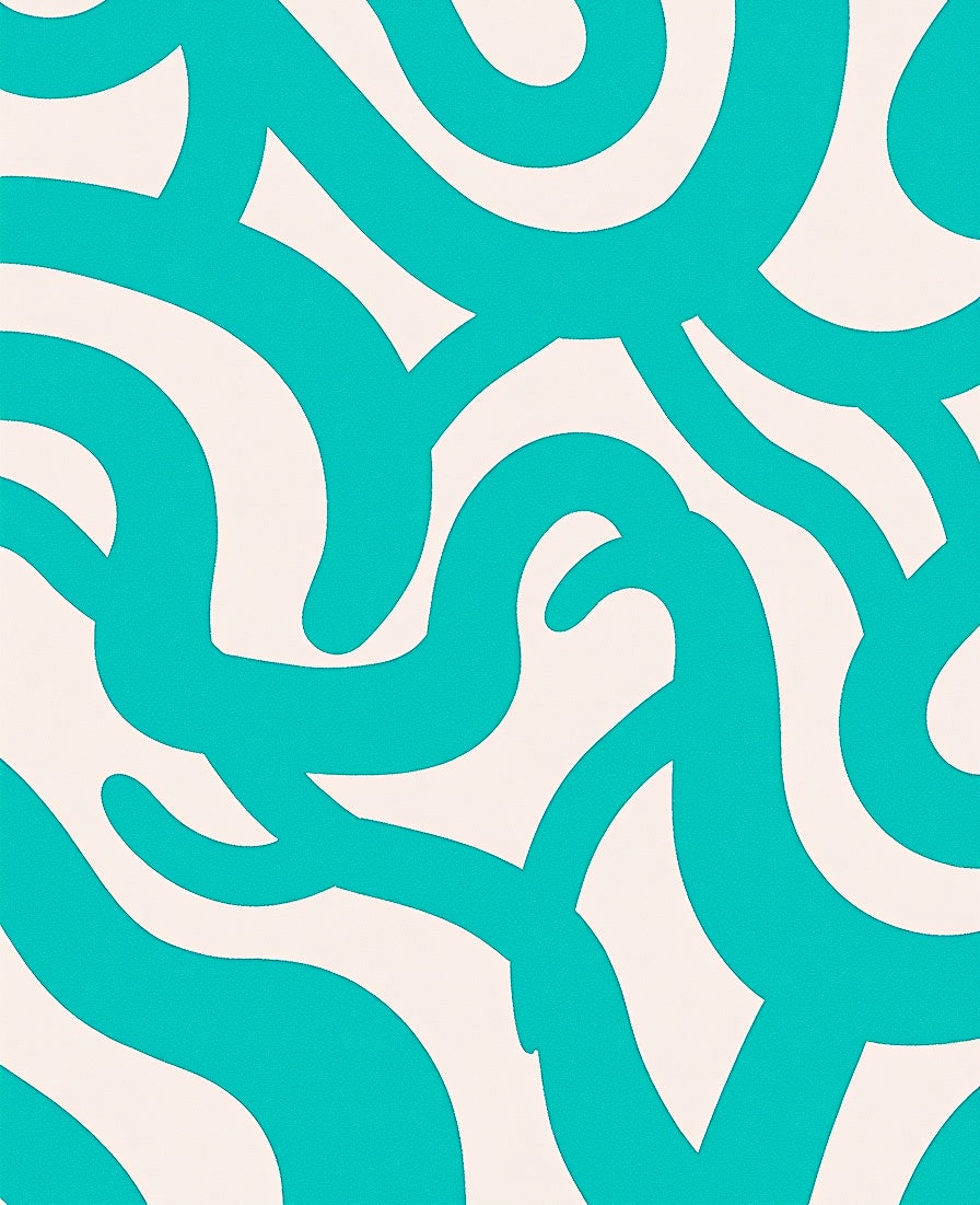 Aqua Swirl Cream Abstract Rug
