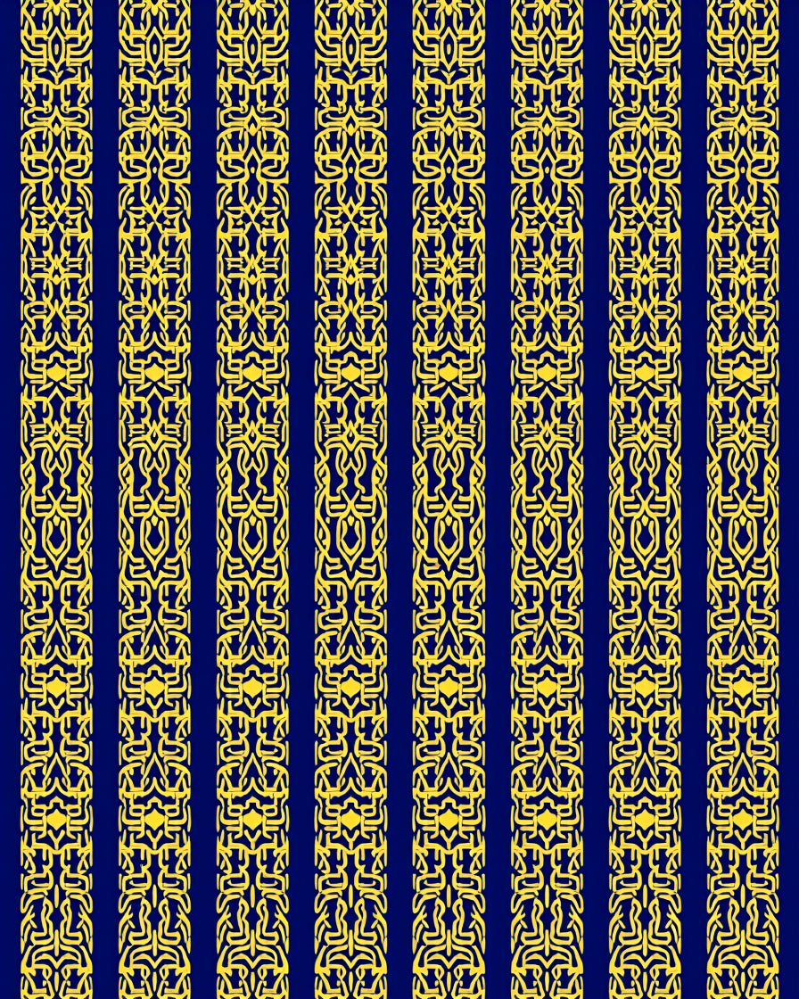 Regal Navy Golden Intricate Vertical Bands Rug