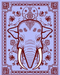 Ornate Elephant Lilac Floral Border Rug