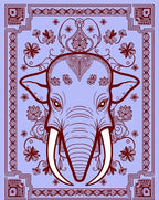 Ornate Elephant Lilac Floral Border Rug