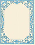 Light Blue Cream Scrollwork Border Rug