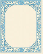 Light Blue Cream Scrollwork Border Rug